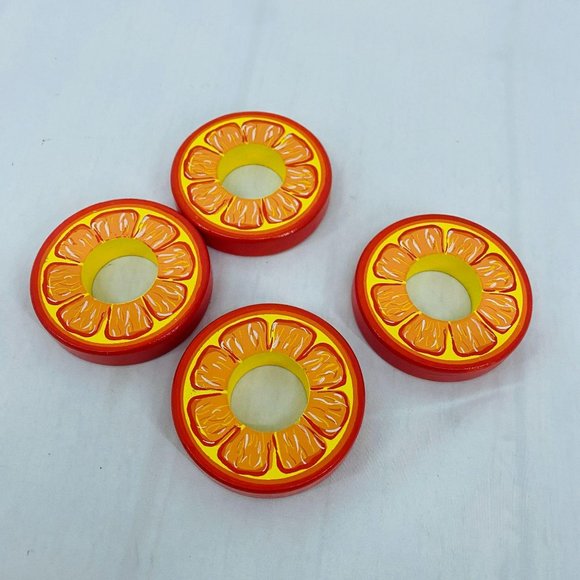 Vintage Orange Slice Napkin Ring Set Citrus Summertime - Picture 2 of 3